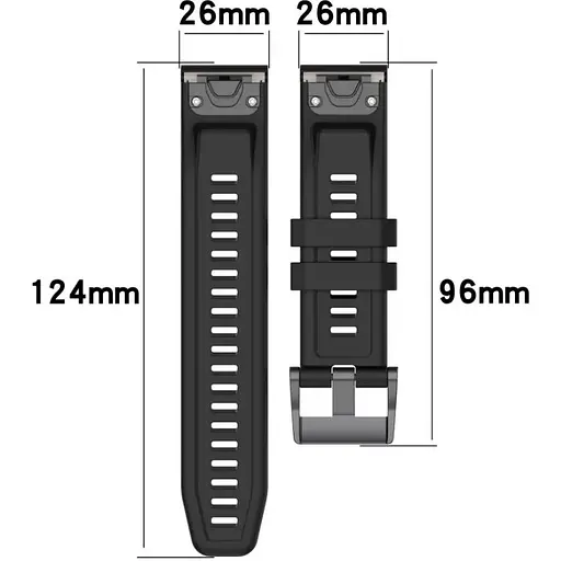 Ремешок DK CDK для Garmin Enduro 2 26mm Silicone Sport Band Classic (015187) (black) - фото 2