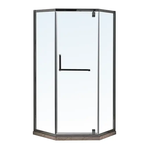 Душевая кабина п пятиугольная RJ 120x120 распашная прозрачное стекло 8 мм с покрытием Nano с ПВХ-подиумом графит K1009-1006, Графит, прозрачный, графит - фото 1