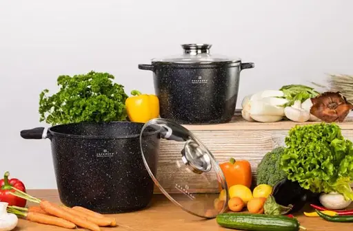 Набір дві каструлі казани з кришками Edenberg EB-8133, 4 предмети чорний - фото 5