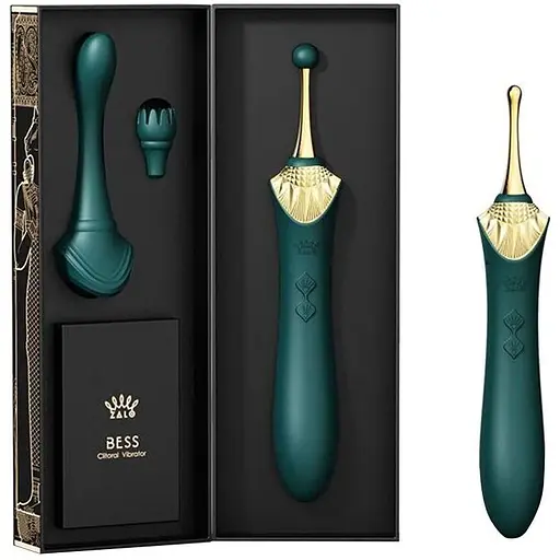 Вагинально-клиторальный вибратор Zalo Bess Turquoise Green многофункциональный с насадками - фото 9