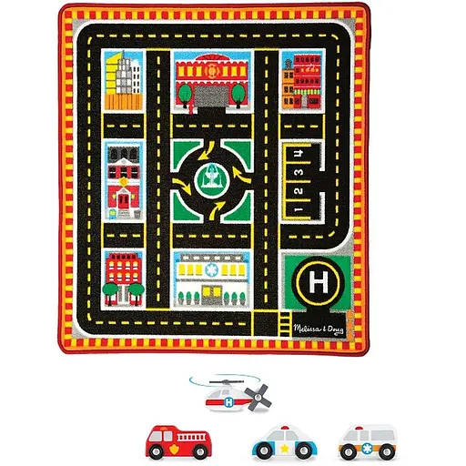 Килимок ігровий Melissa & Doug Рятувальні автомобілі з машинками (MD19406)