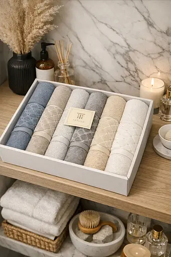 Набір турецьких рушників для ванної 50x90 см 6 шт TC303376181 - фото 1