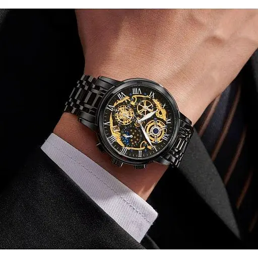 Чоловічий наручний годинник Poedagar Botan (Чорний) - фото 5