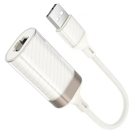 Перехідник Hoco UA41 Crystal USB to RJ45 100 Mbs (0.15m) Apricot - фото 4