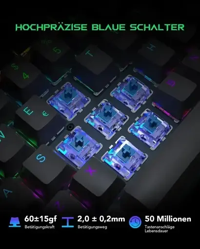 Ігрова клавіатура Black Shark SIXGILL K2 Blue Switches Чорна (UKR) - фото 3
