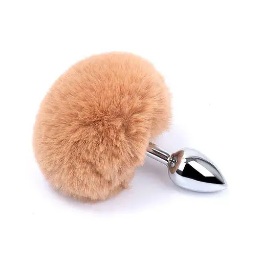 Анальна пробка класична металева з хвостиком 7,5 см BunnyTail Коричневий - фото 1