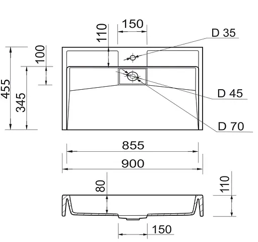 Раковина накладна Adamant VISION, прямокутна (4824296204301) - фото 8