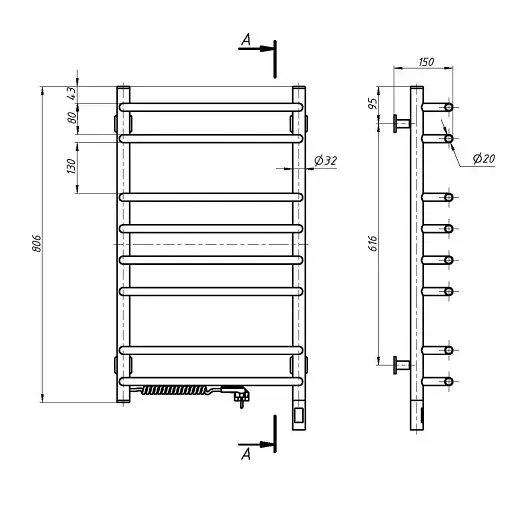 Рушникосушка NAVIN Симфонія 480х800 Sensor ліве підключення з таймером білий - фото 4
