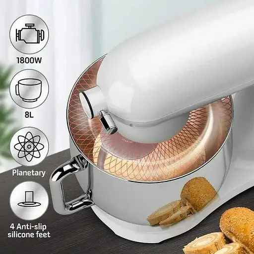 Кухонный комбайн планетарный Cookdeyi миксер тестомес 1800 Вт чаша 8 л SM 1522NM White - фото 4