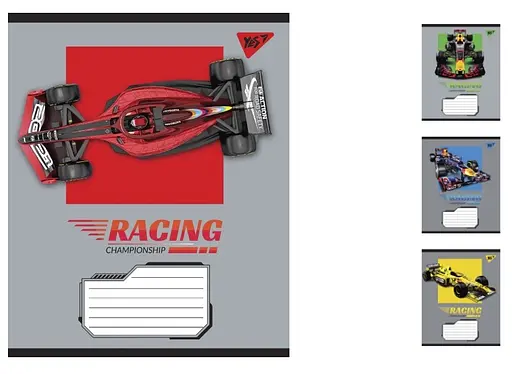 Зошити учнівські 24 аркуша клітинка. YES Racing championship, 20 шт. в упаковці
