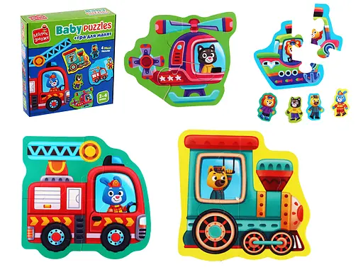 Пазли картонні з грою."Транспорт. Тварини" VT1722-28