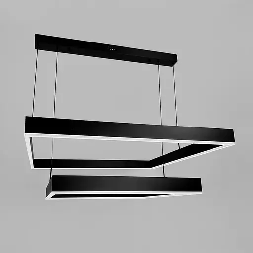 Чорна люстра з двома підвісними квадратами 60 та 80 см | Line F | Арт. MJ223-800+600 BK - фото 2