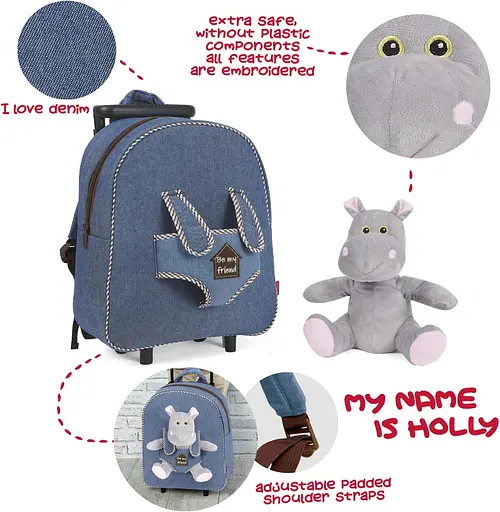 Дитячий рюкзак на колесах Perletti Toys Holly Hippo з м'якою іграшкою (P13074) - фото 7