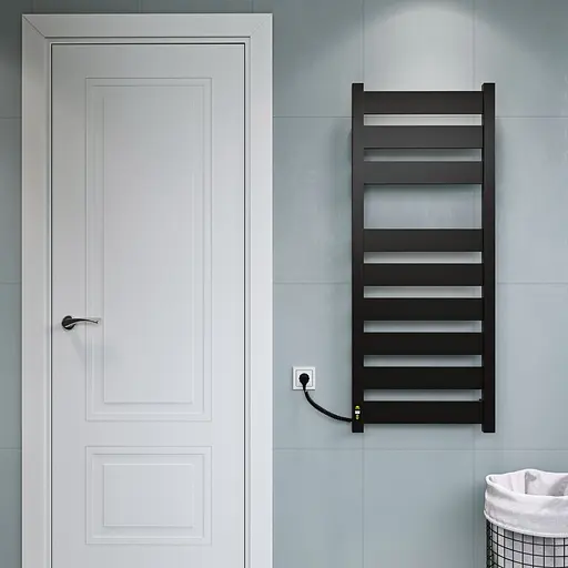 Электрический полотенцесушитель Kosser Волс 1200x500 EL тайм. черный ДВЛ03EL, Черный матовый, Левое - фото 3