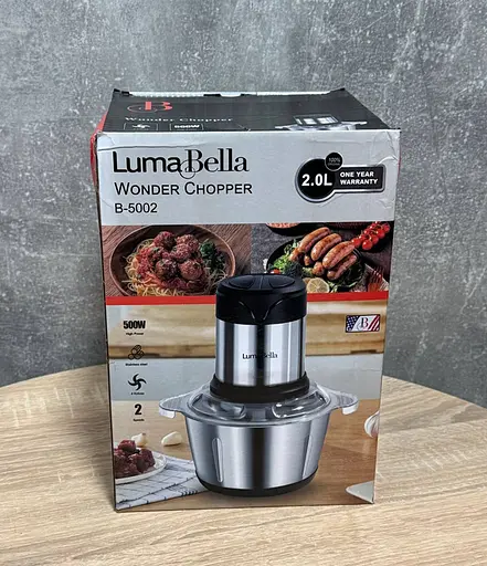 Измельчитель кухонный Luma Bella B-5002 с металлической чашей 2л для мяса и овощей 500 Вт Серый - фото 4