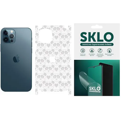 Защитная гидрогелевая пленка SKLO Back (тыл+грани+лого) Transp. для Apple iPhone 13 mini (5.4) Прозорий / Панды