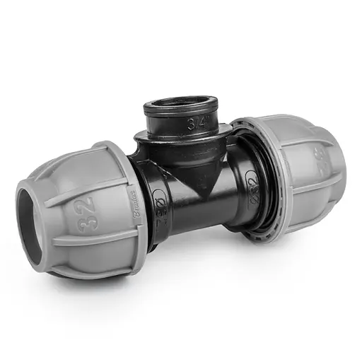 Тройник Bradas для труб PE 32 мм x 3/4 x 32 мм PN10 с внутренней резьбой (DSRA10T32F34) - фото 1