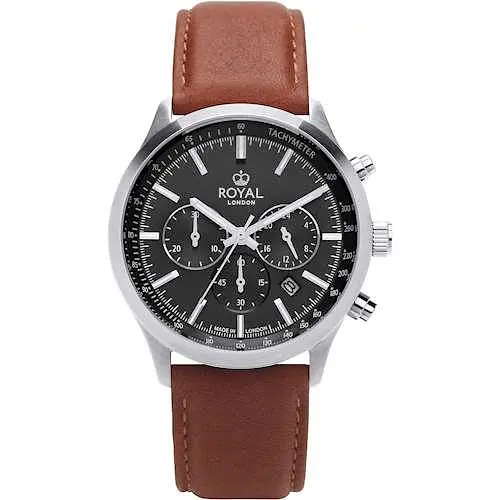 Классические мужские наручные часы Royal London 41454-01 кварцевые с кожаным ремешком