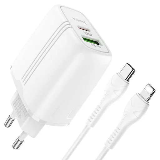 Блок и кабель Lightning Hoco N11 Powerful dual port PD20W+QC3.0 Type-C - фото 5
