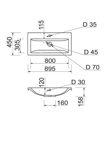 Раковина Adamant умивальник CERS штучний камінь прямокутна - фото 10