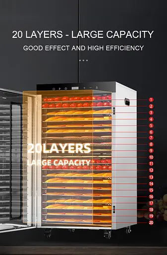 Дегідратор комерційний Tekhniko DH-20H-SS нержавіюча сталь (20 лотків) - фото 9