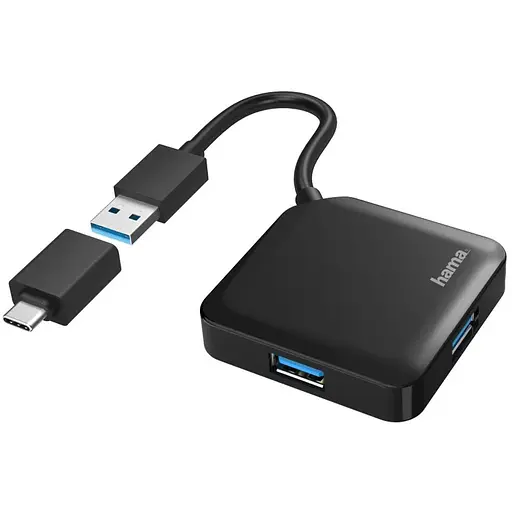 HAMA 4 Ports USB 3.2, USB-C Adapter Black