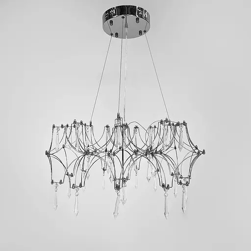 Дизайнерська невагома срібна люстра із кришталем Ø 65 см | Арт. MJ 203-600 CH | Line F - фото 13