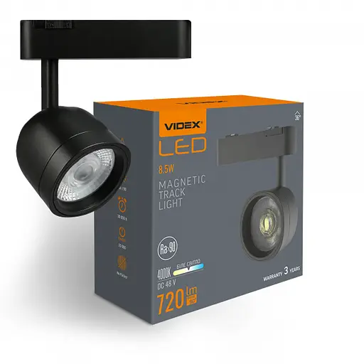 Світильник магнітний трековий Videx LA76B 8.5W 4000K 48V Black - фото 2