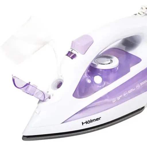 Утюг Holmer HIT-2430, Purple, 2400W, тефлон, паровой удар 120 г/мин, постоянная подача пара 30 г/мин, вертикальная отпарка, очистка от накипи - фото 3