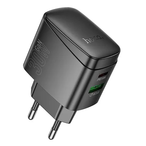 Адаптер сетевой Hoco Bright charger CS61A | 1USB/1Type-C, 30W/3A| - фото 1