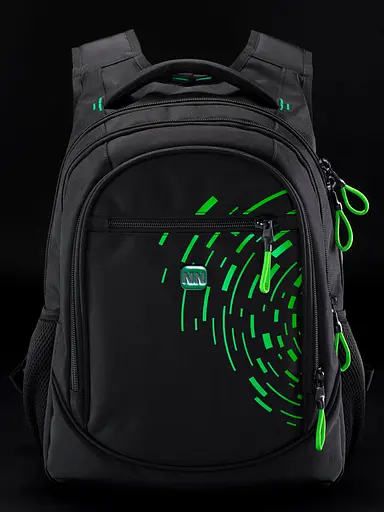 Рюкзак для підлітків до школи чорний із зеленим із usb зарядним пристроєм для хлопців Winner / SkyName (90-108 G) - фото 3
