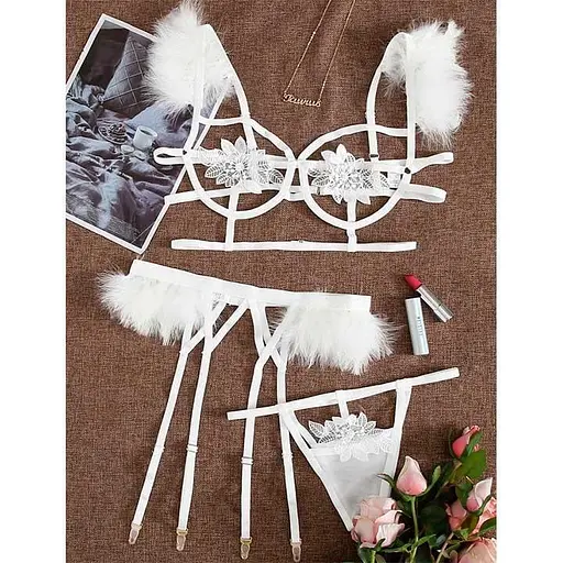 Сексуальний комплект з підв'язками для панчіх S/M Білий K0658-2 - фото 4