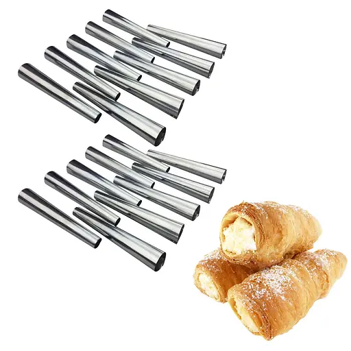 Кондитерські конуси для випічки трубочок «Каннолі» 100 мм (20 штук), Master Class Металлик 86664 - фото 2