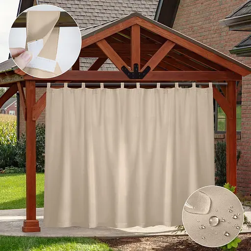 Штора уличная водонепроницаемая для беседки (2 х 1.45 м) Бежевый - фото 6