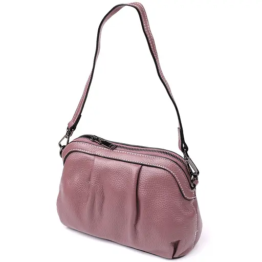 Жіноча шкіряна сумка з ефектним драпіруванням Vintage 23х15х7 см 000315805