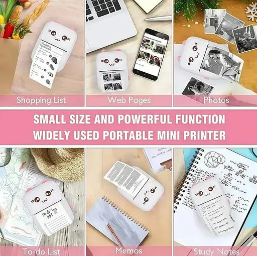 Портативний мінітермопринтер Bluetooth для етикеток і нотаток, безчорнильний кишеньковий принтер Рожевий - фото 10