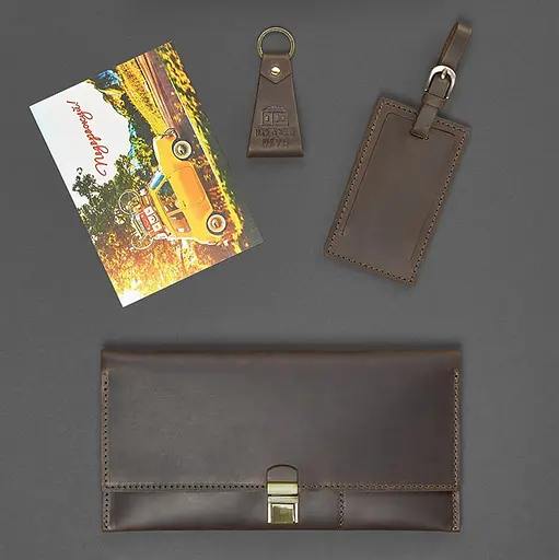 Набор кожаных аксессуаров для путешественника. - фото 5