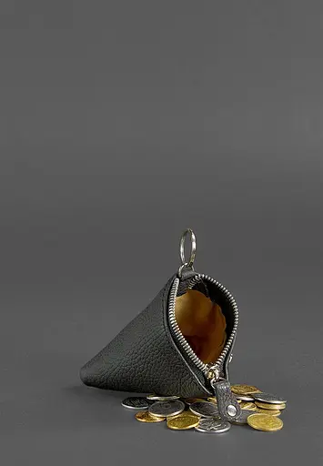 Кожаная монетница 2.0 Пирамида черная - фото 3