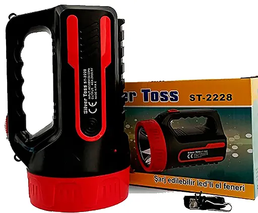 Акумуляторний світлодіодний переносний ліхтар-прожектор Silver Toss ST-2228 з ручкою 8 Вт Червоний 88234 - фото 3