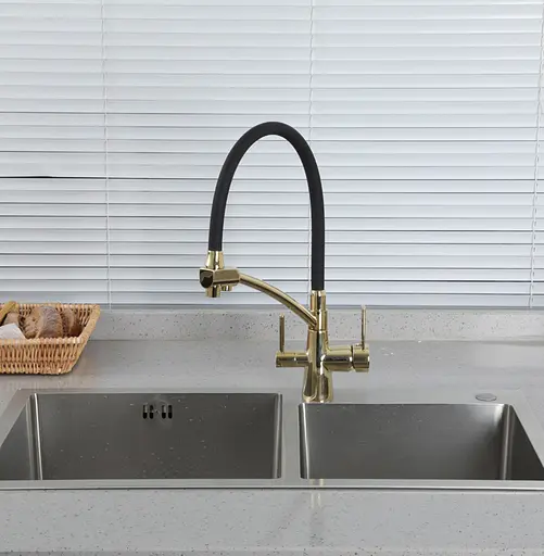 Смеситель для кухни Gappo с подключением фильтра G4398-13 золото/черный Золотой - фото 2