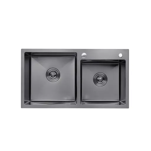 Кухонная мойка Kroner KRP Schwarze - 7843ZHM PVD (3,0/1,0 мм) CV022797, Черный - фото 1