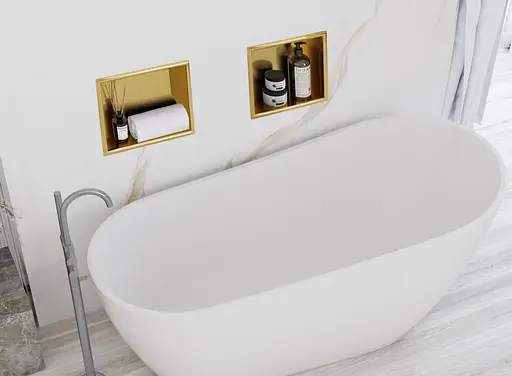 Вбудована полиця Rea 30x30 brushed gold з обідком REA-05606, Золотий - фото 5