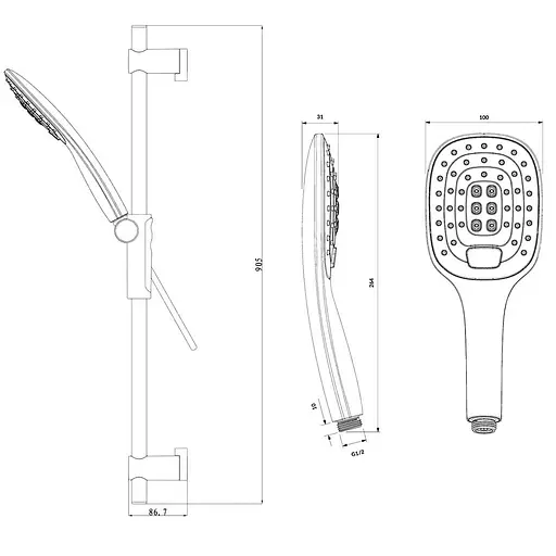 Душовий гарнітур Omnires Davis chrome DAVISSXLUXCR, Хром - фото 3