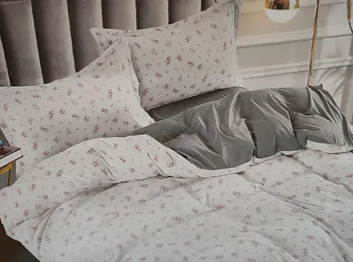 Постельное белье сатин Laura-Grand 24 евро комплект светло-серый - фото 1