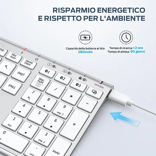 IClever BK23Bluetooth-клавіатура, бездротова клавіатура з 3 каналами Bluetooth, стабільне з'єднання, надтонка - фото 3