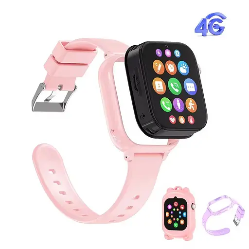 Дитячий розумний смарт-годинник Smart Watch T53 з GPS відеодзвінком прослуховуванням +2 додаткові корпуси Рожевий - фото 2