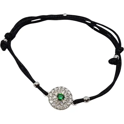 Браслет из текстиля Qvaliz с серебряными вставками и фианитами. 905-00646ЧЗ