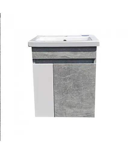 Тумба Мойдодир RIO 50-А з умивальником Como 50 бетон з білим підвісна Сірий - фото 8