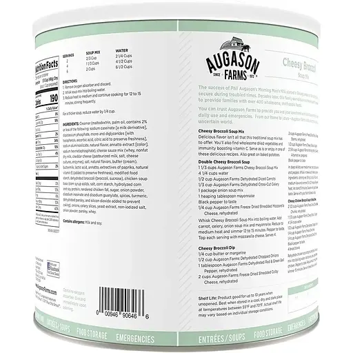 Сирний суп з броколі сублімований Augason Farms з великим терміном придатності 10 років 32 порції - фото 2
