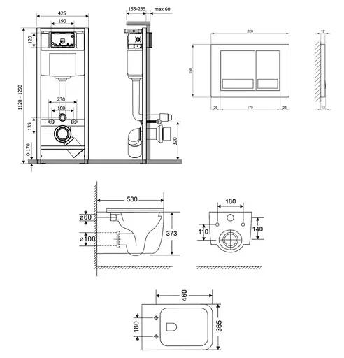Набір Q-tap Nest 4 в 1 підвісний унітаз Gemini Ultra Quiet 530х365х373 + комплект інсталяції QT2533076EUQW46161 - фото 2